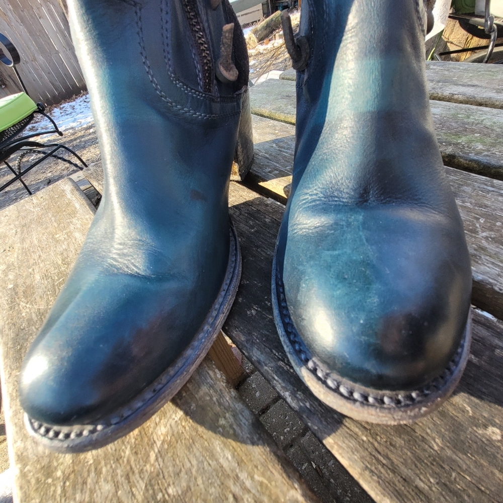 Freebird by Steven Blue Lace-Up Knee-High Boots with Side Zip - Picture 11 of 14